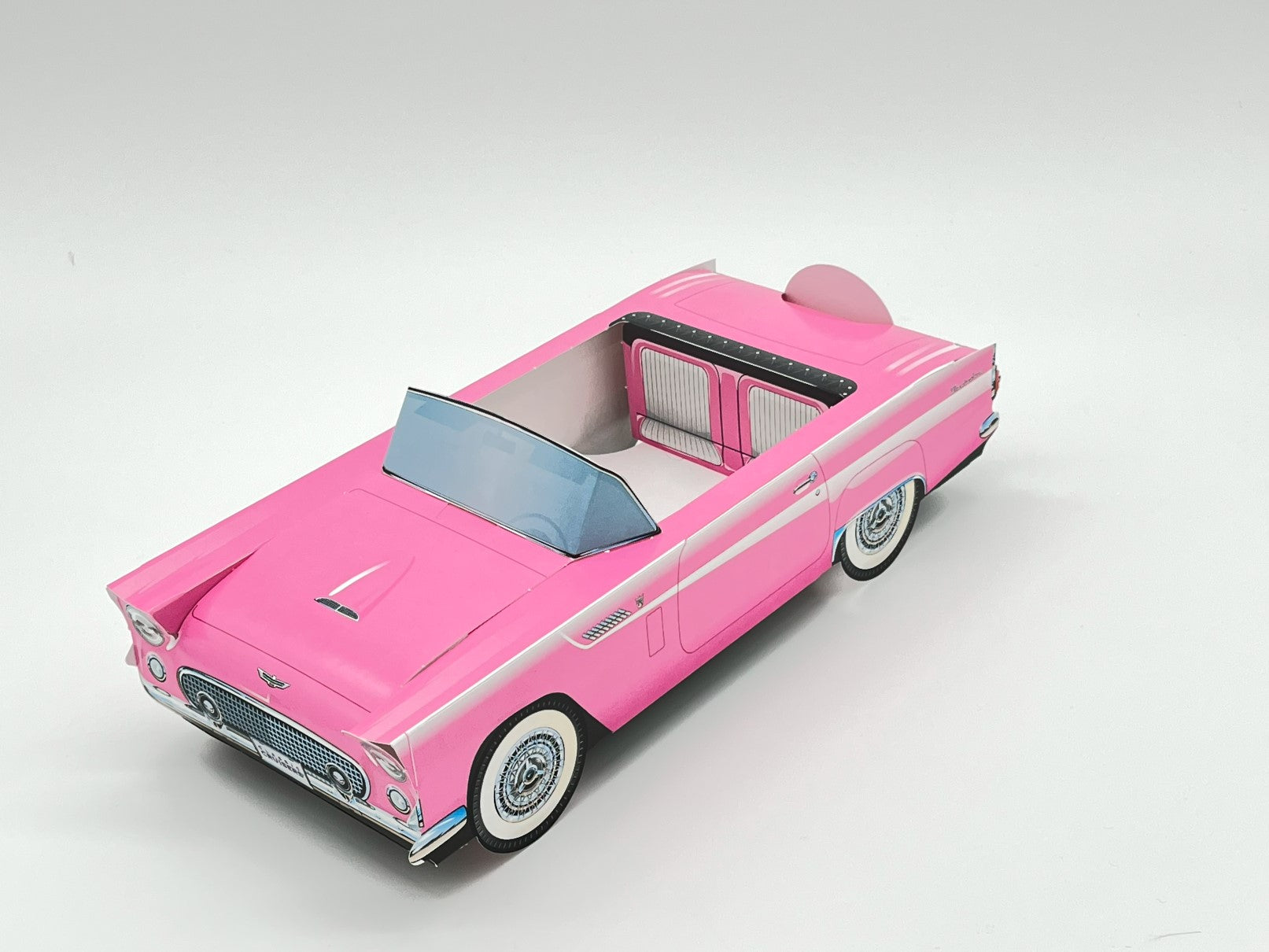 Set of 12 Pink Ford Thunderbird Party Paper Trays, Classic Cruiser Cars