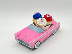 Set of 12 Pink Ford Thunderbird Party Paper Trays, Classic Cruiser Cars